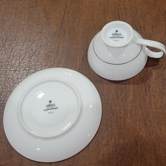 Vintage Mikasa Fine China BRIDAL VEIL Cup Saucer Retired Narumi Japan - Picture 7 of 11